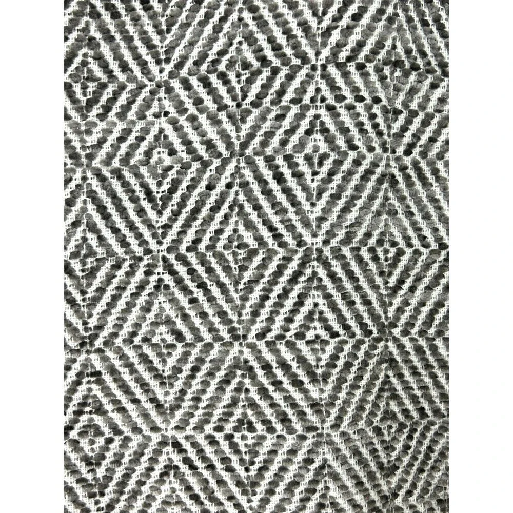 Kirklands Charcoal Gray Chenille Throw Blanket Diamond Fringe Reversible 50x60